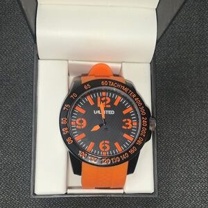 Unlisted Men's Watch with Orange and Black Design